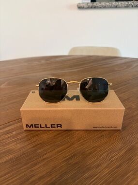MELLER Gold Frame Sunglasses with dark green lenses